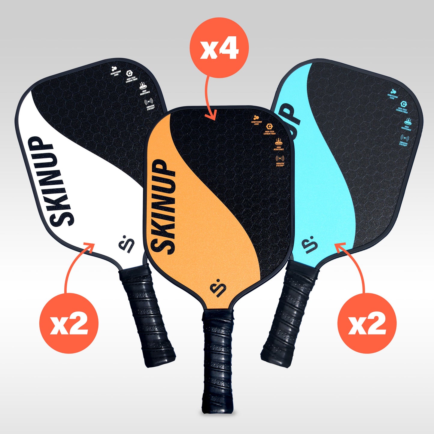 SKINUP SPORT 100% Carbon Yin Yang Pickleball Paddle Set of 8