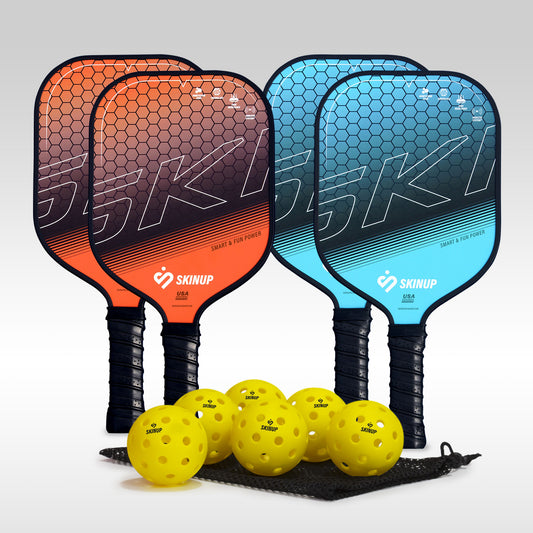 Smart & Fun Pickleball Paddles Set of 4 and a Set of 6 Balls