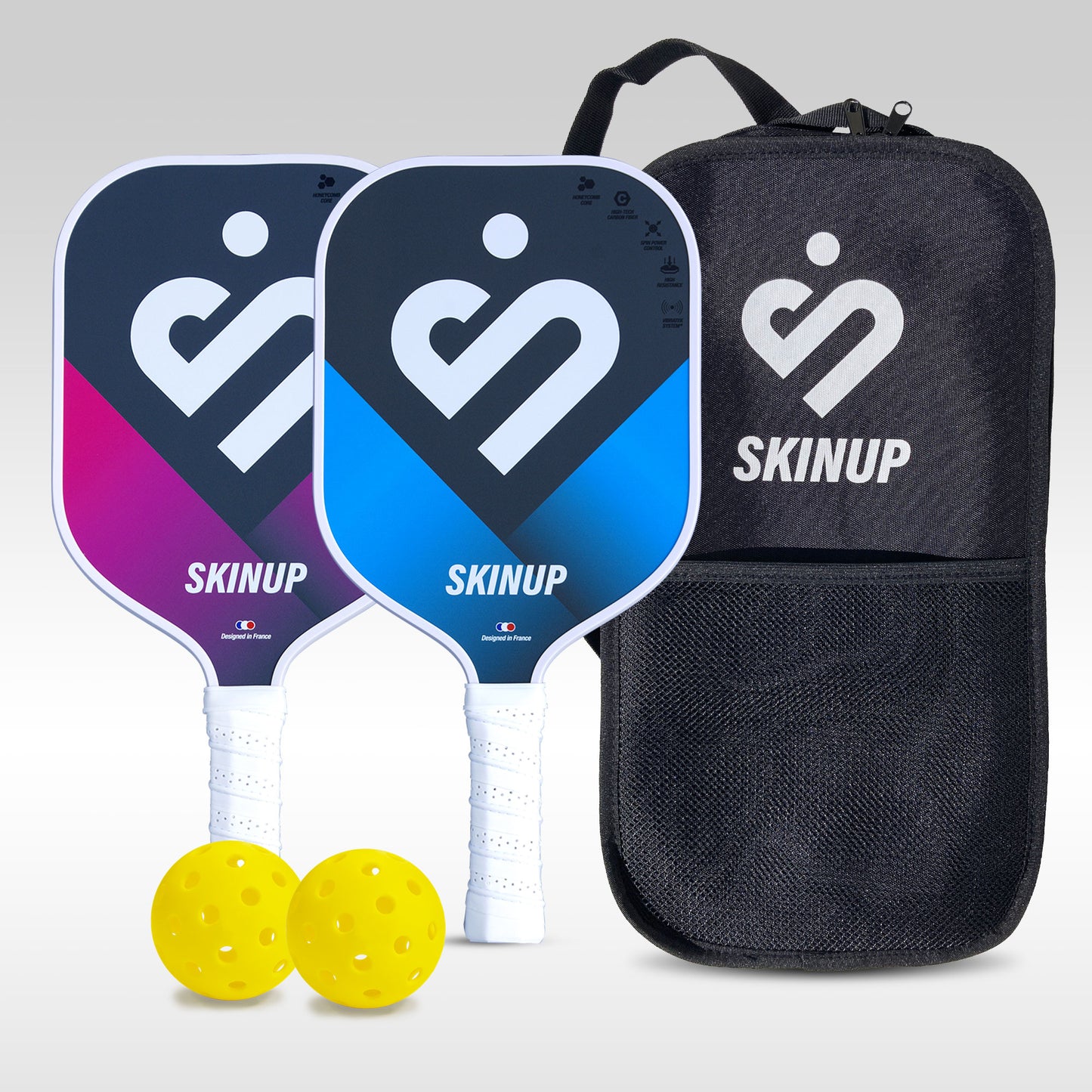 Kit 2 raquettes de pickleball Smart & Pro, 2 balles et une housse SKINUP SPORT