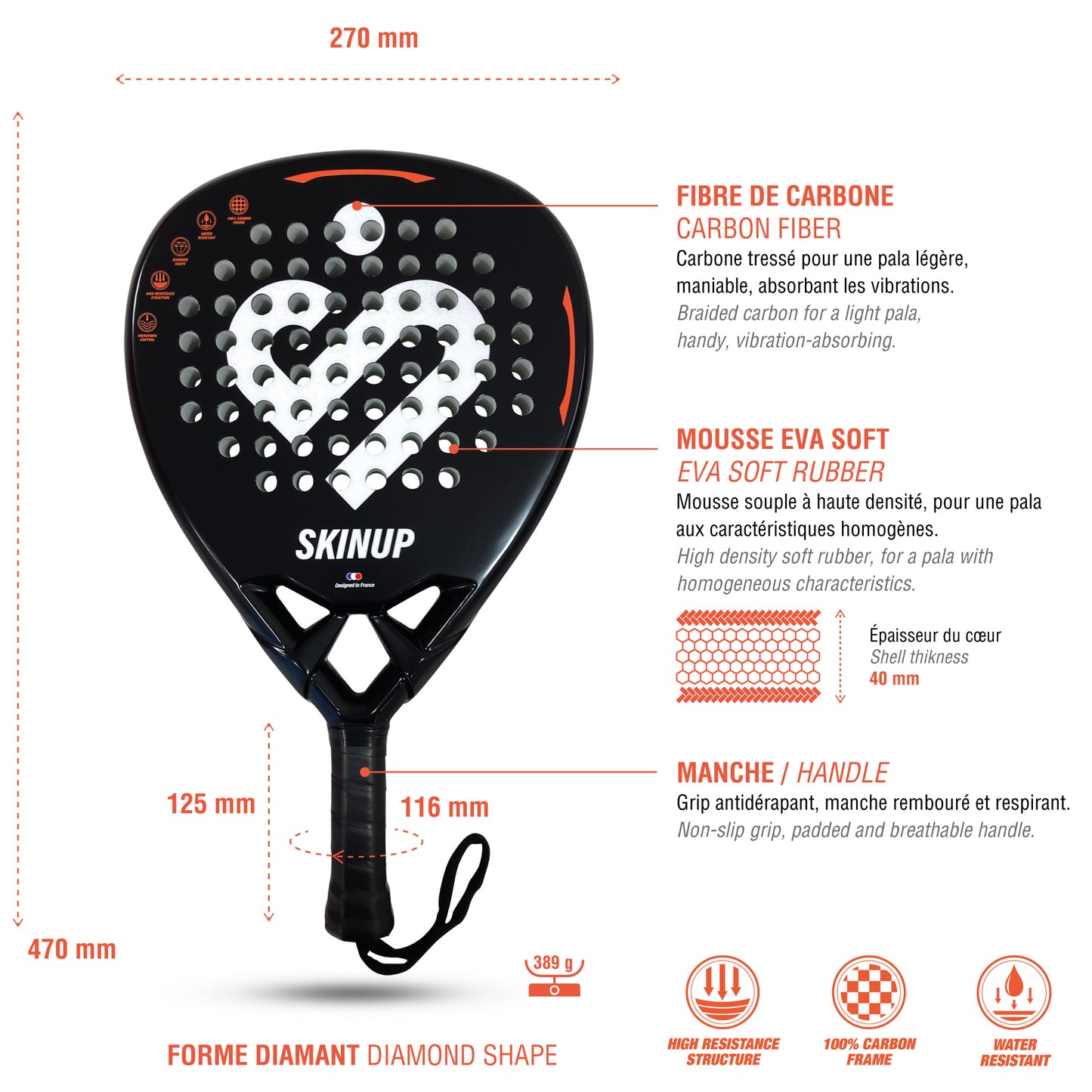 UD SKINUP SPORT carbon padel racket