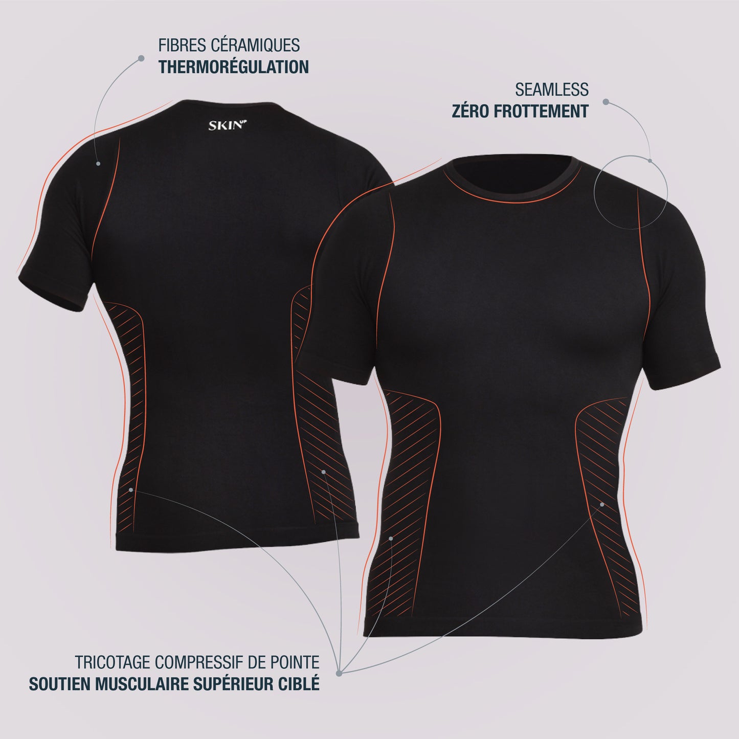 Fiche technique t-shirt homme noir SKINUP SPORT