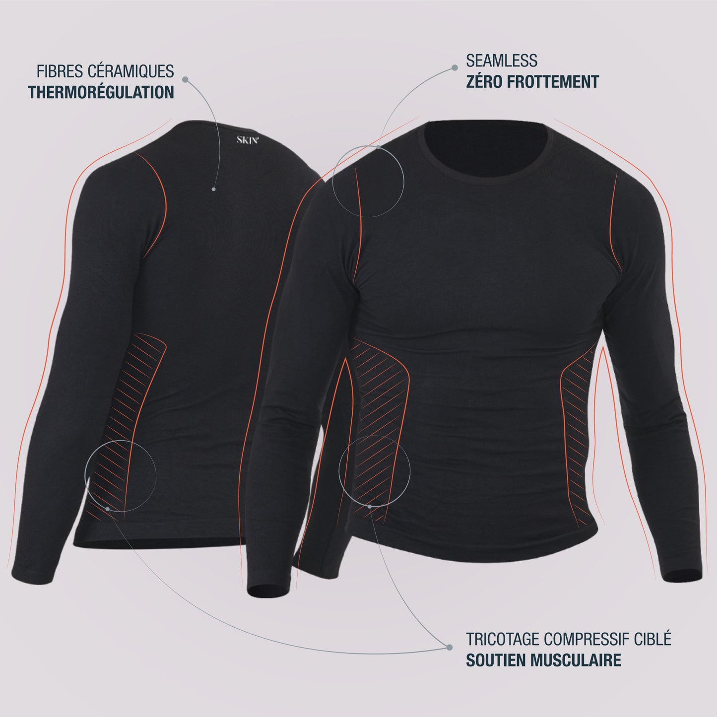 Fiche technique t-shirt homme noir SKINUP SPORT