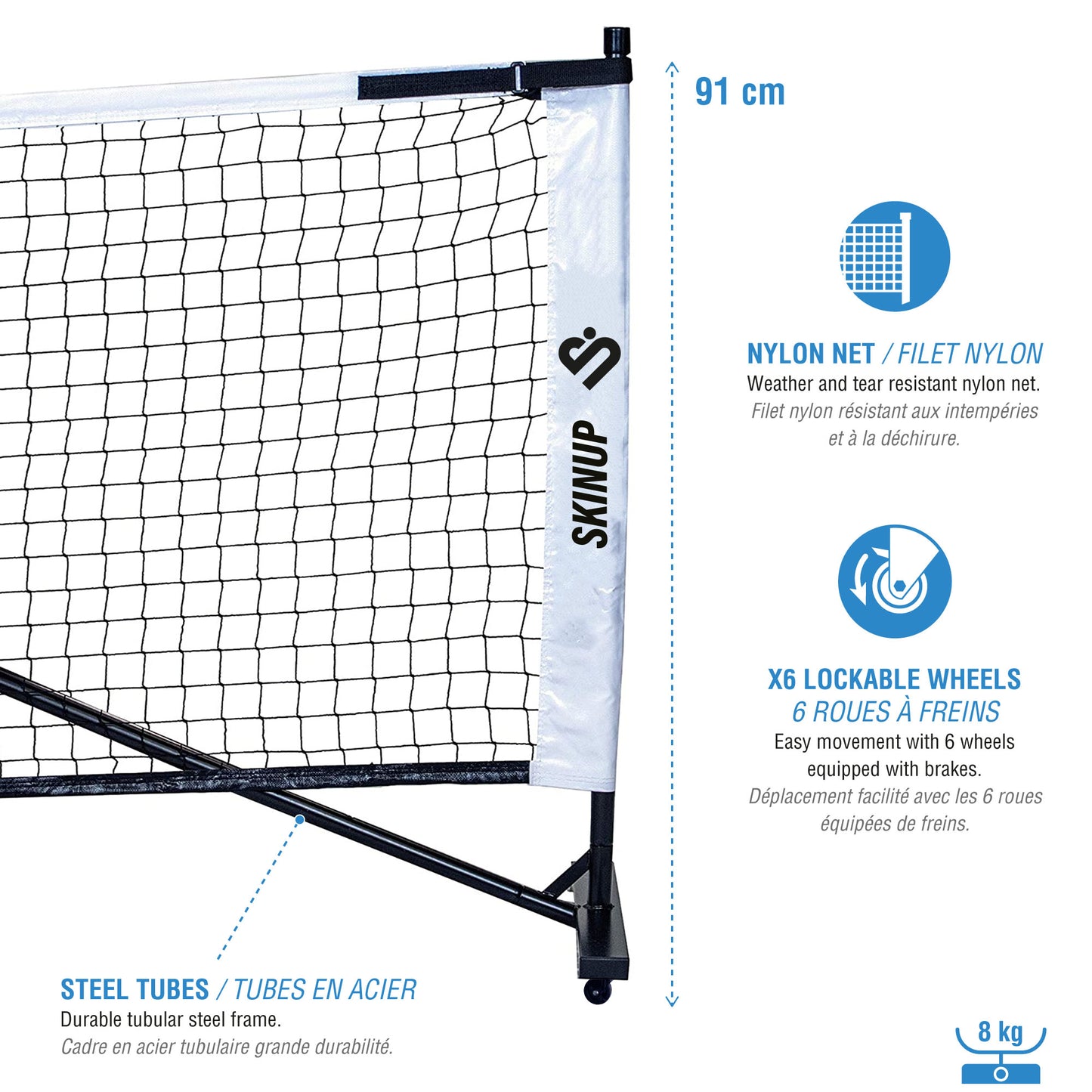 Kit 4 raquettes de pickleball Yin Yang orange/bleu, 3 balles et un filet SKINUP SPORT