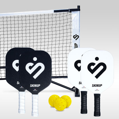 SKINUP SPORT 4 gegoten pickleballpeddels, 3 ballen en 1 netset