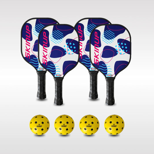 Kit Pickleball 4 raquettes bois Enfant EASY KID et 4 Balles Silencieuses PU Compact