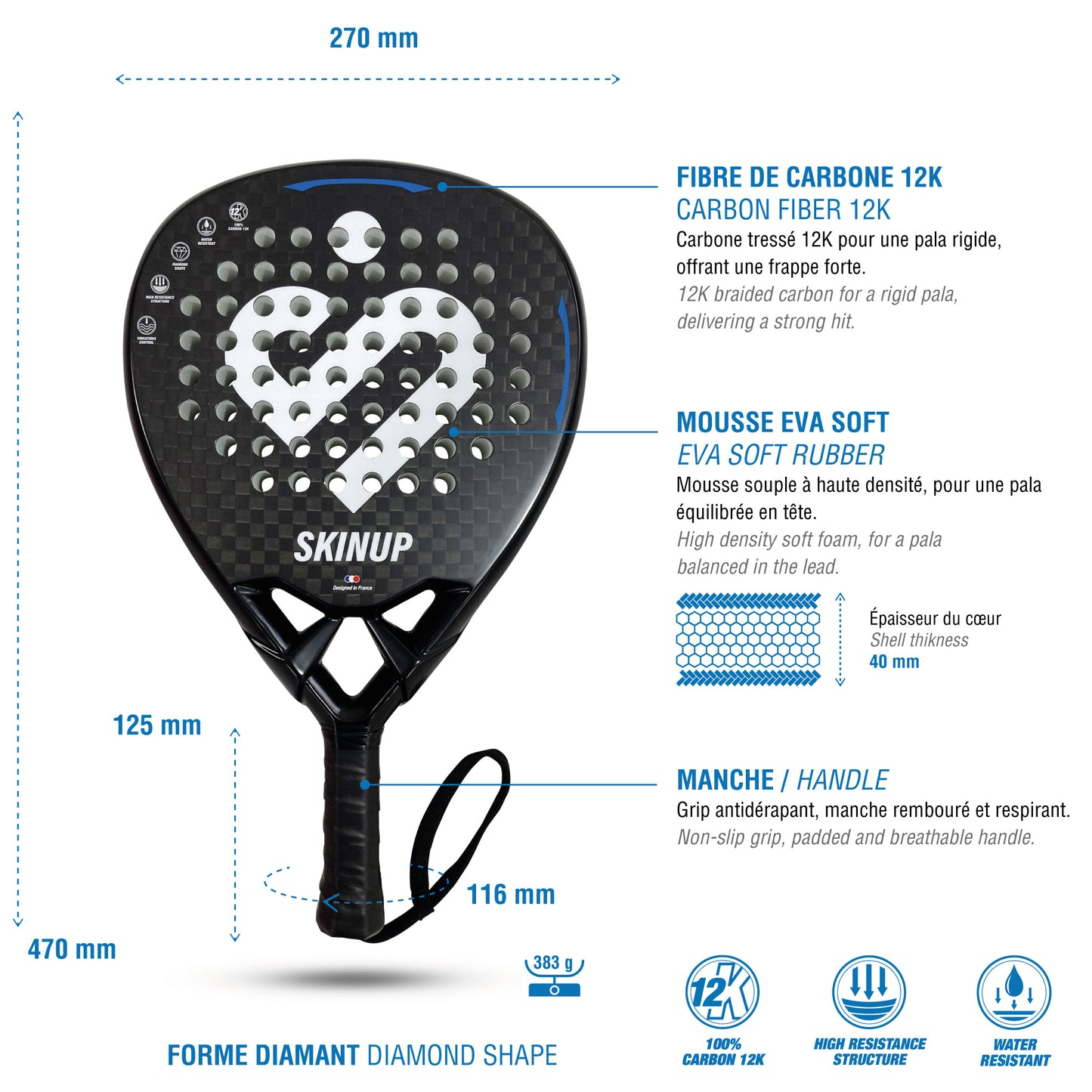12K Pro Carbon Padelracket