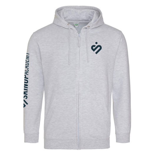 Sweat Zippé à Capuche Adulte - Blanc Chiné - SKINUP ACADEMY