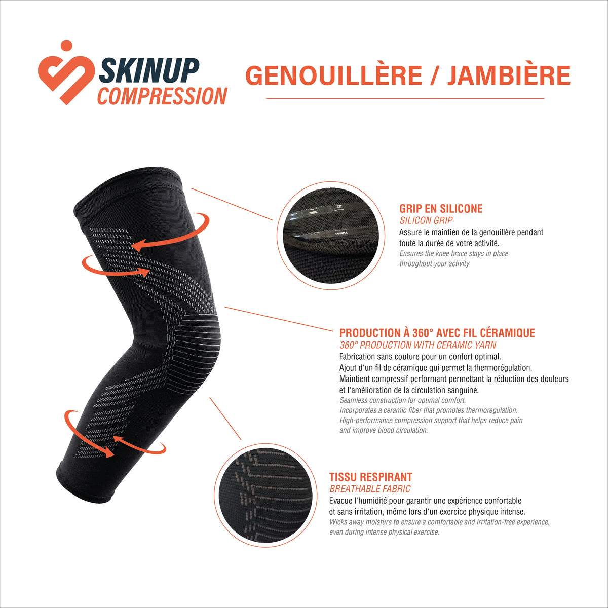Jambière / Genouillère de compression FLEXUP