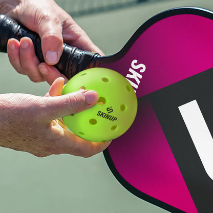 Raquette pickleball Smart & Pro + 16 mm rose SKINUP SPORT – zoom avec balle