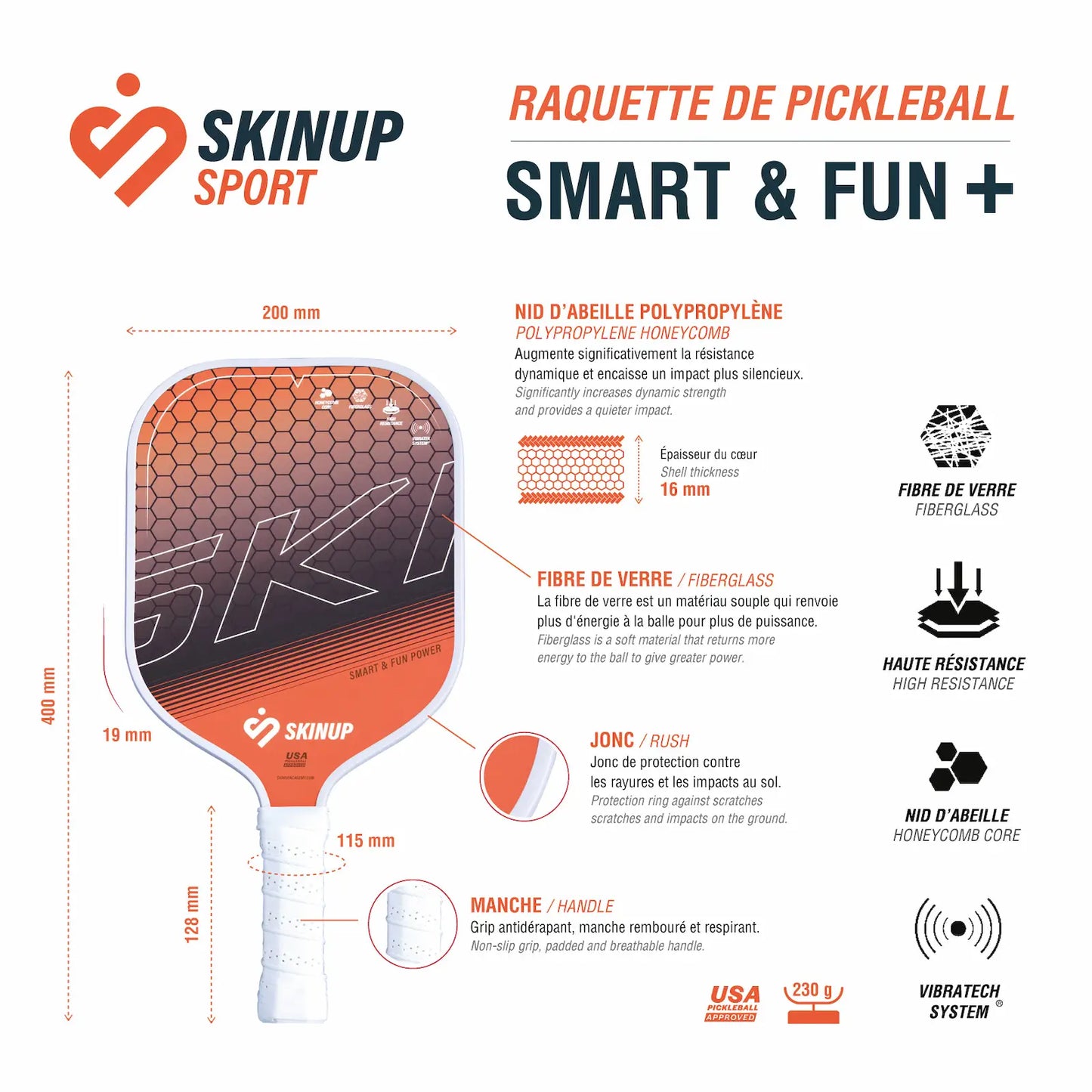 Fiche technique Smart & Fun + orange– caractéristiques détaillées SKINUP SPORT